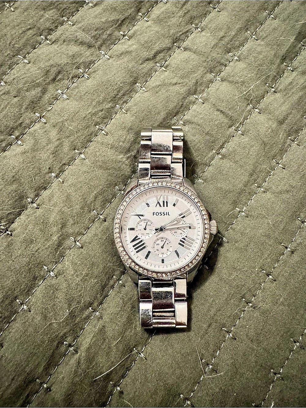 Fossil Riley Multifunction Crystal Stainless Steel Watch ES3202